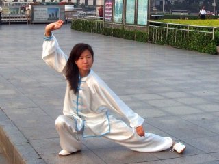 Kongfu exercices in the morning