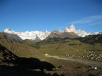 Le Fitz Roy vu depuis El Chaltén au petit matin