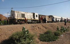 Le train au terminus, au poste-frontière de Gelile. Il ne va pas plus loin et va retourner à Dawale pour la nuit.