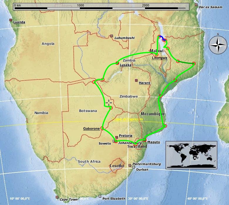Carte Afrique Australe