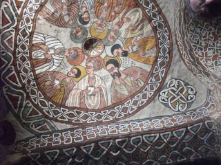 Les Neufs saints d'Éthiopie, au plafond de Abuna Yemata Guh